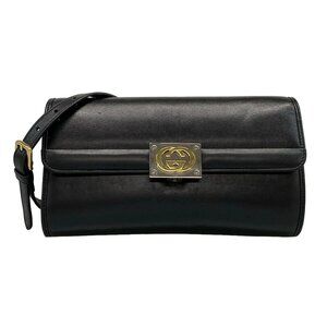 GUCCI Interlocking G 628521 Black Leather Shoulder Bag